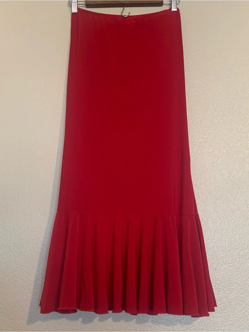 Flowing Red Maxi Skirt with Flounce Hem